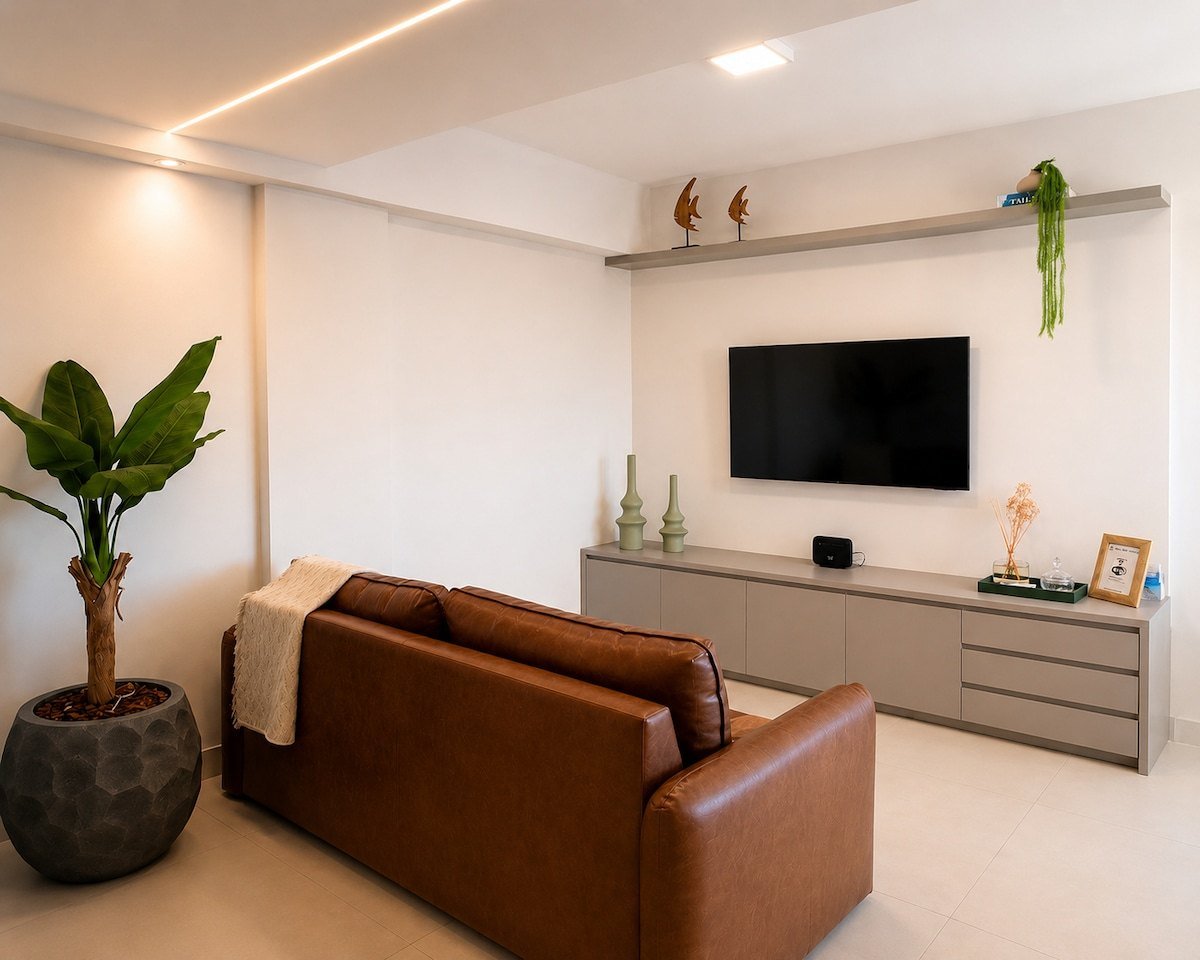 Sala de estar aconchegante do apartamento